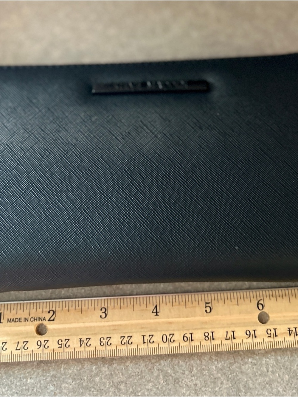 Steve Madden Black Textured Wallet with Logo Bar